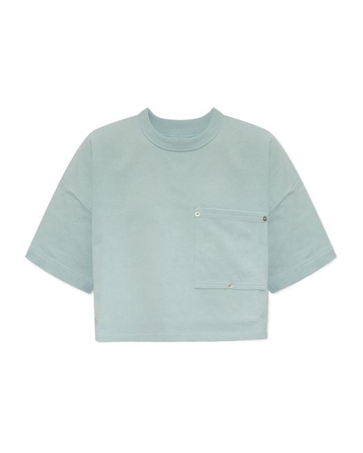 Bottega Veneta Blue Pocket Detailed Cropped T-Shirt
