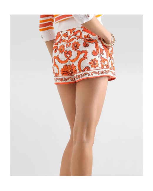 Dolce & Gabbana Red Belt Loop Shorts