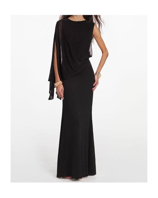 Self-Portrait Black Draped One-Shoulder Dress
