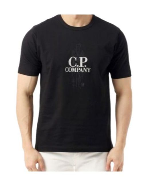C P Company Black Logo Graphic T-Shirt for men