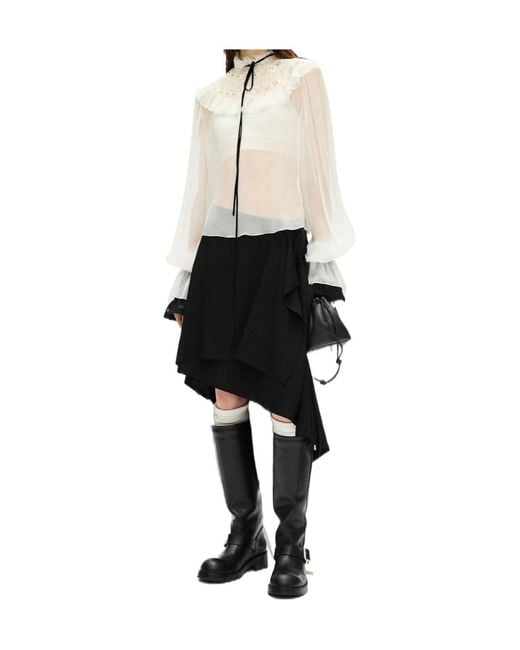 Ann Demeulemeester White Layered Asymmetric Skirt
