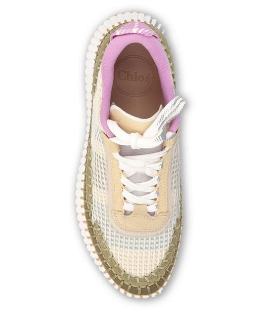 Chloé Natural Chloé Nama Lace-Up Sneakers