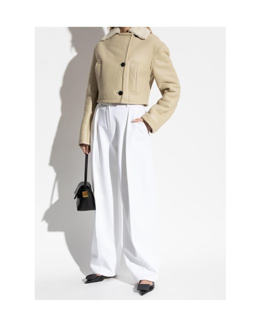 Jacquemus Natural Double Breasted Shearling Coat