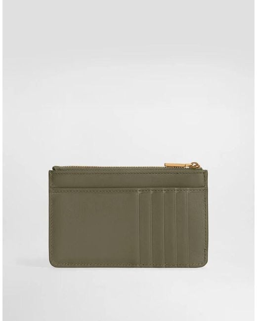 Dolce & Gabbana Gray Logo Plate Zipped Cardholder