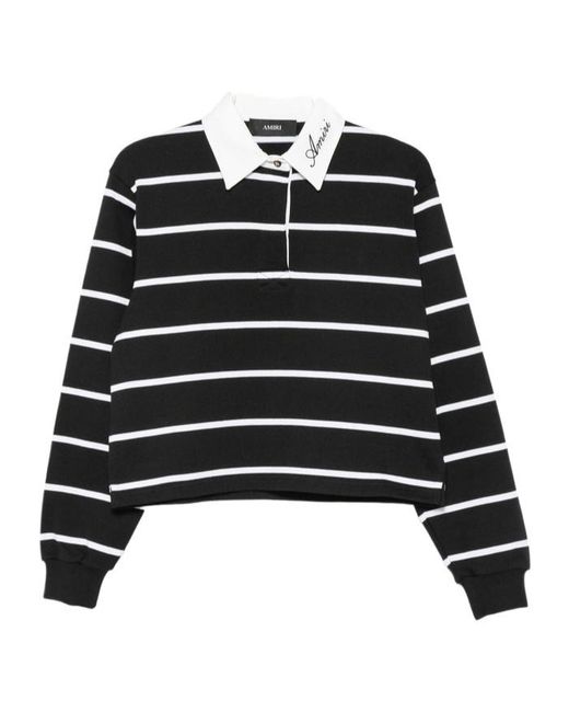 Amiri Black Striped Long Sleeved Polo Shirt