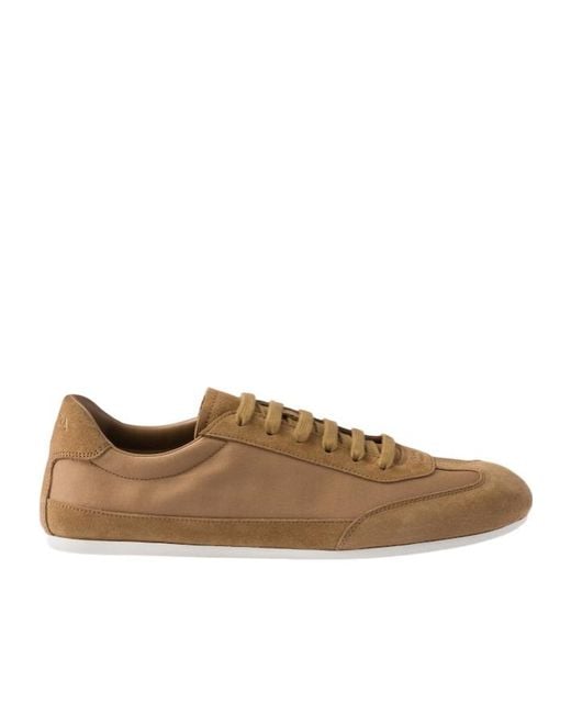 Prada Brown Suede And Fabric Sneakers for men