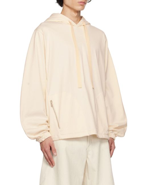 Jil Sander Natural Pull Rope Hooded Sweater for men