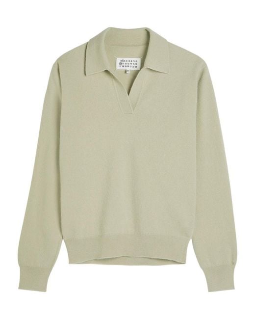 Maison Margiela Green Wool Polo Jumper