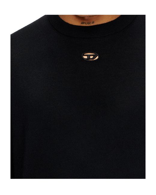 DIESEL Black K-Valiam Cut-Out Logo Jumper for men