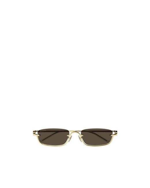 Gucci White Eyewear Rectangular Rimless Sunglasses for men