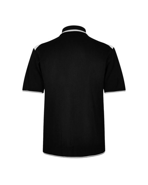Amiri Black Color-Block Hollow Knit Short-Sleeve Polo for men