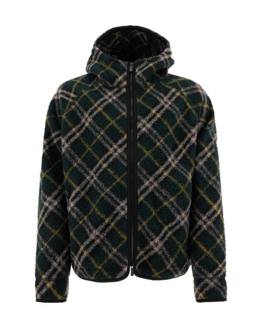 Burberry Black Checked Hooded Zip-Up Jacket for men