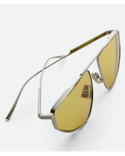 Bottega Veneta Metallic Eyewear Classic Aviator Sunglasses