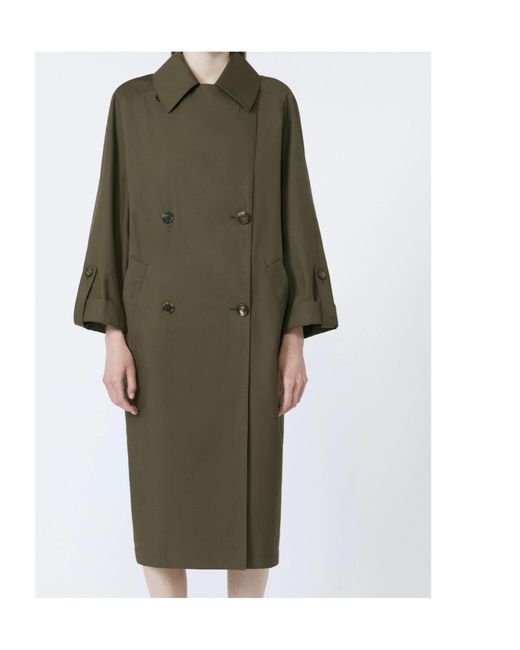 Max Mara Green Water-Repellent Gabardine Trench Coat