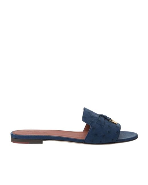 Loro Piana Blue Round Head Slippers