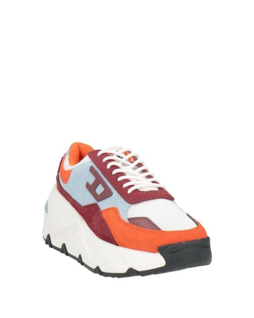 DIESEL Red Multi-Color Platform Sneakers