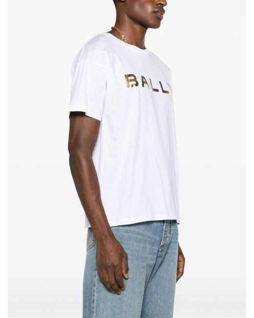 Bally White Logo Printed Crewneck T-Shirt for men