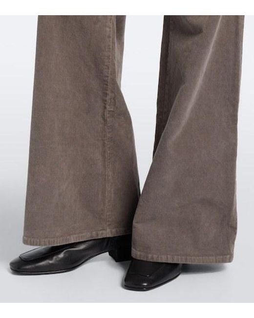 Nili Lotan Gray Florence Corduroy Wide-Leg Pants