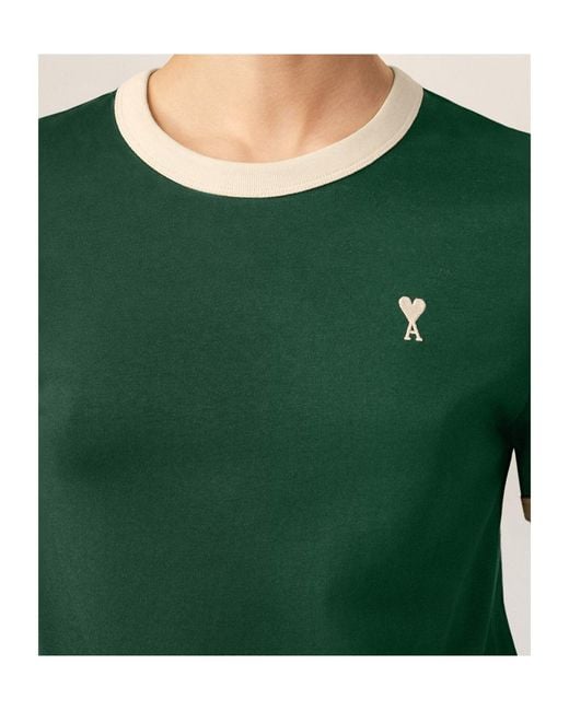 AMI Green Ami De Coeur Embroidered Crewneck T-Shirt