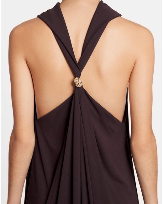 Lanvin Purple Logo Plaque Scarf Dress