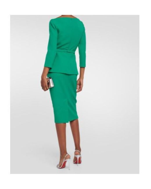 Safiyaa Green Draped Crêpe Midi Dress