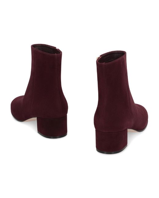 Gianvito Rossi Purple Joelle Round Toe Block Heel Ankle Boots