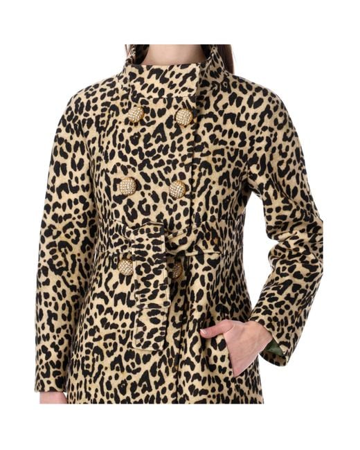 Valentino Multicolor Leopard Printed Double-Breasted Coat