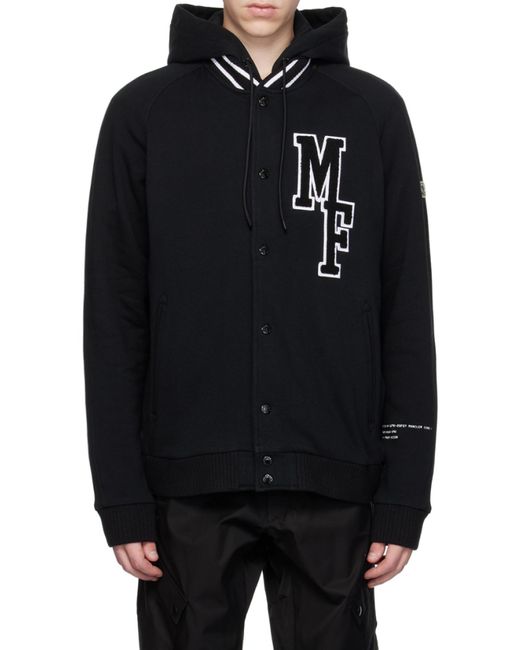 Moncler Black Varsity Fleece Cardigan for men