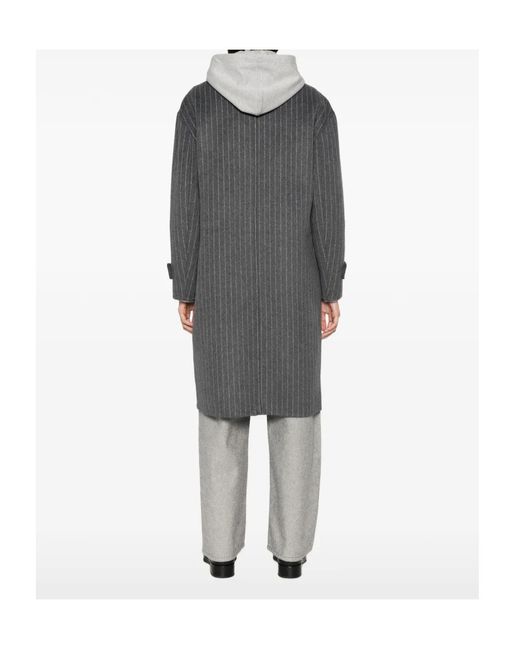 Patrizia Pepe Gray Pinstripe Double-Breasted Coat