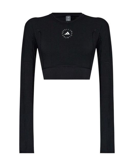 Adidas By Stella McCartney Black Truestrenght Logo Printed Top