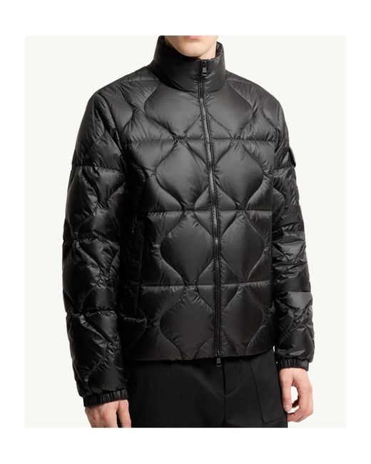 Moncler Gray Asurel Geometric Quilted Short Down Jacket for men