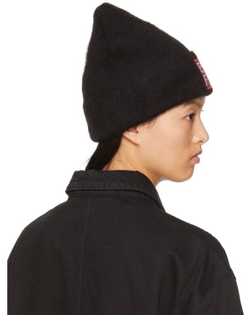 By Far Black Logo Patch Knit Beanie
