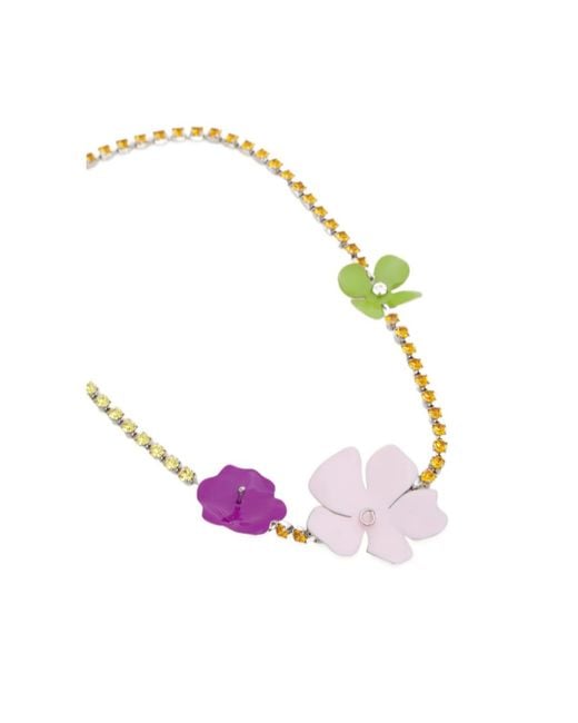 Marni Pink Flower Embellished Necklace