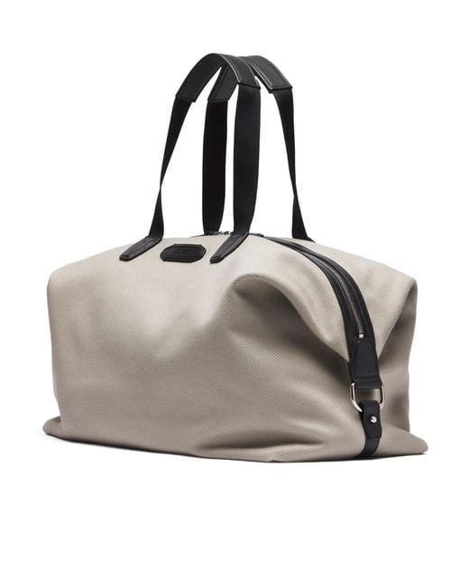 Brioni Gray Ribbed Canvas Via Veneto Duffle Bag for men