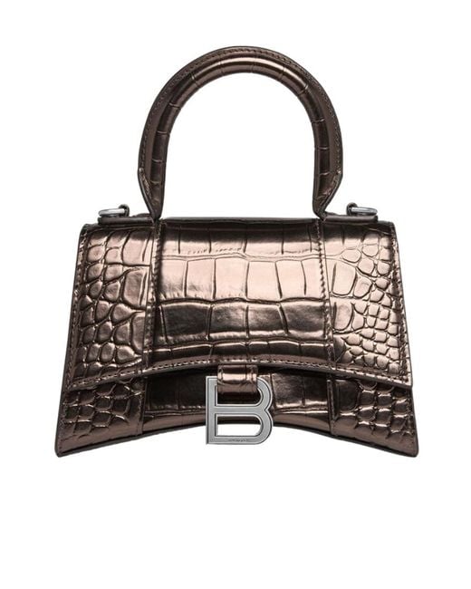 Balenciaga Black Croc-Embossed Xs Tote Bag