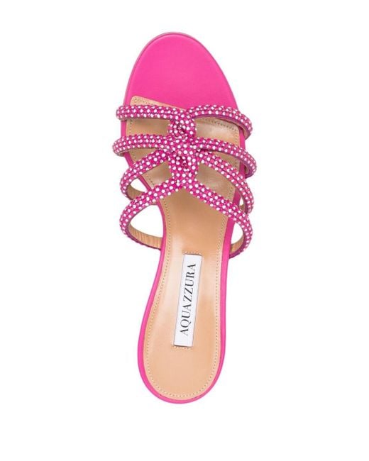 Aquazzura Pink 60Mm Crystal-Embellished Mules