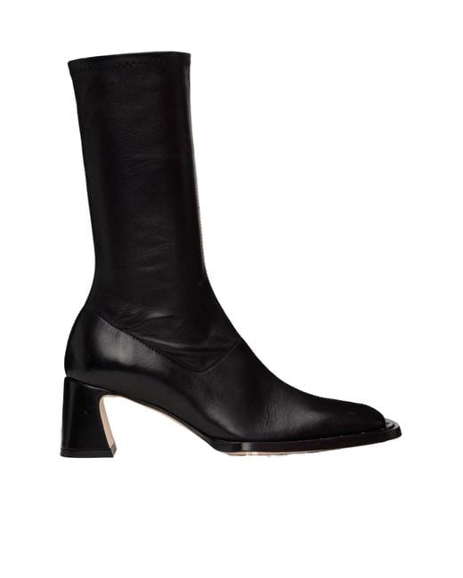 Miista Black Chastity Stretch Mid-Calf Boots