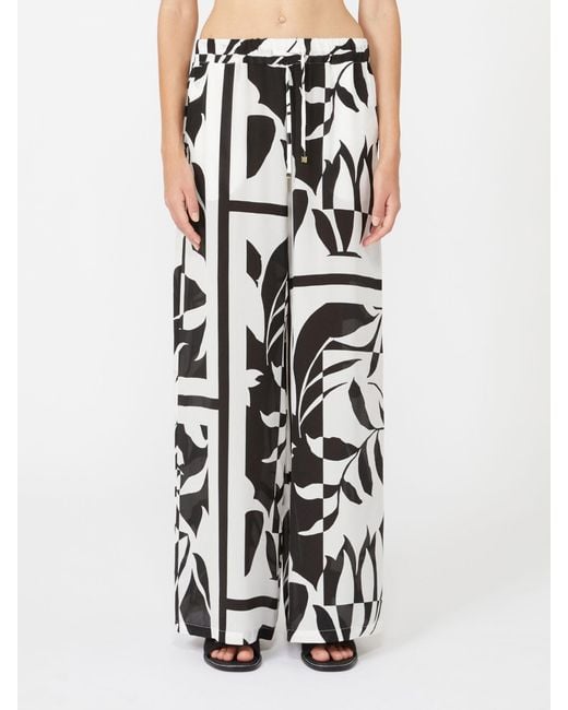 Max Mara White Bchvoto Printed Wide-Leg Pants