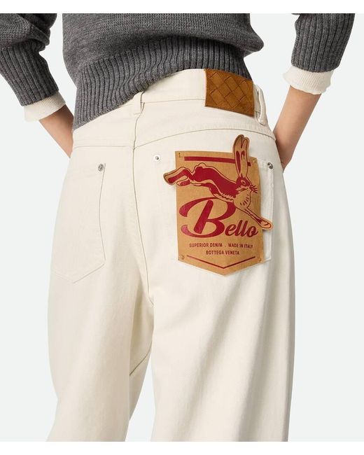 Bottega Veneta Natural Turned Up Hem Wide Leg Jeans