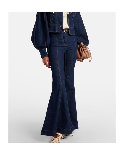 Zimmermann Blue Luna Belted Flared Jeans