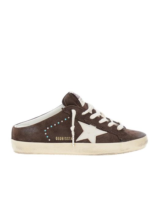 Golden Goose Deluxe Brand Brown Embellished Slip-On Sneakers