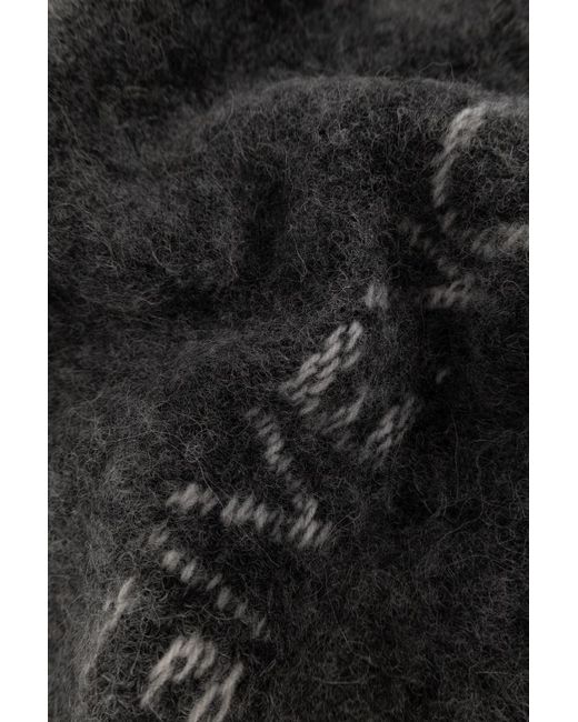Givenchy Gray Logo Knit Intarsia-Knitfringed Scarf