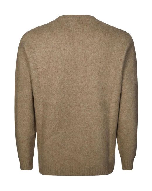 Drumohr Brown Brushed Crewneck Knitted Sweater for men