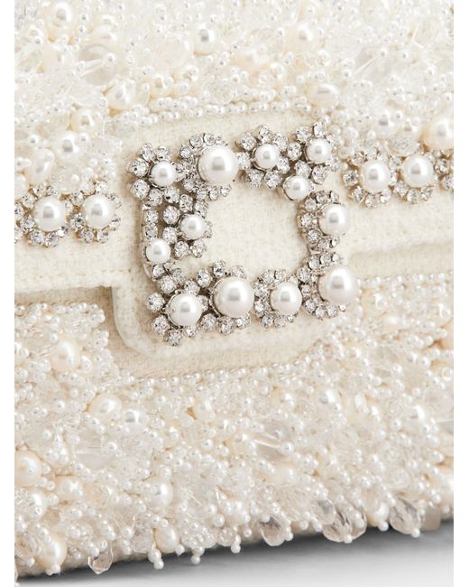 Roger Vivier Natural Flower Strass Pearl Mini Buckle Jewel Clutch Bag