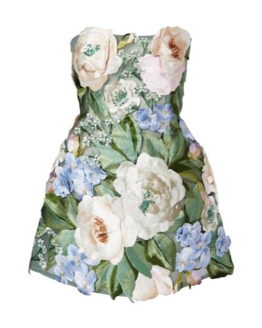 Leo Green Roselle Floral Appliqué Mini Dress