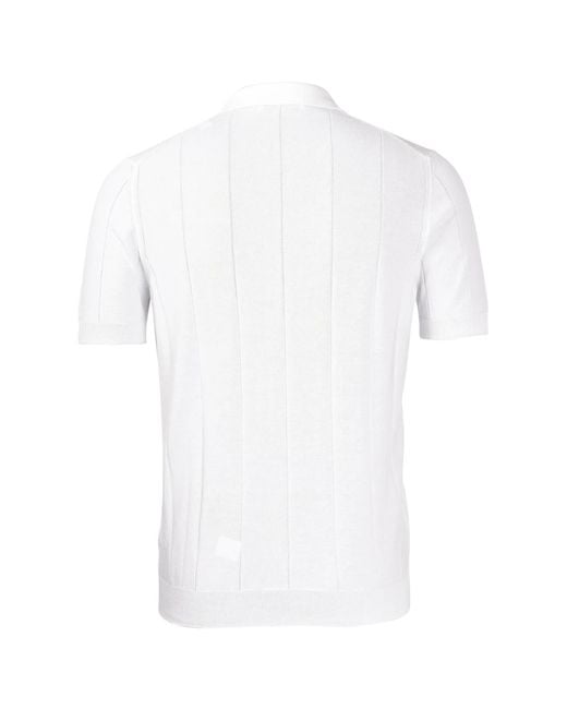 Gran Sasso White Short-Sleeved Knitted Polo Shirt for men