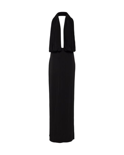 Magda Butrym Black Draped Halterneck Jersey Gown