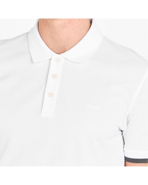 Boss White Logo Short-Sleeve Polo Shirt for men