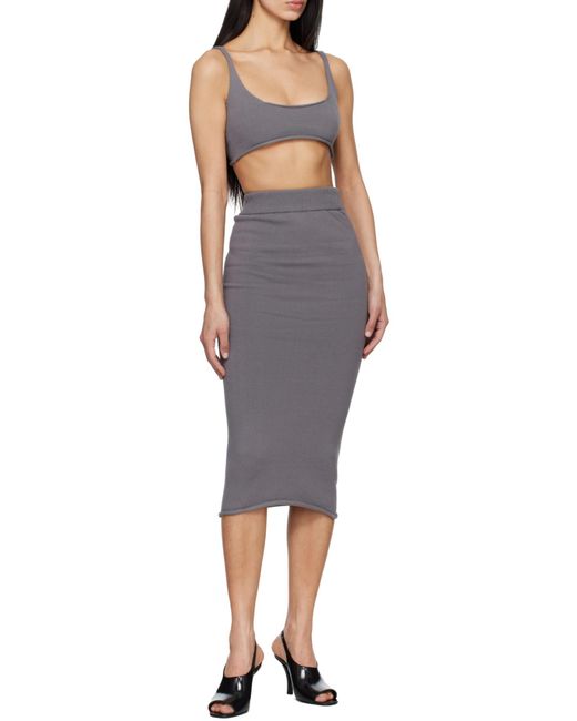 Entire studios Gray Raw Knit Cropped Knitted Top