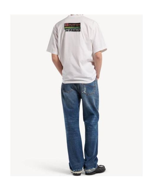 Balenciaga White Bumper Stickers Medium-Fit T-Shirt for men